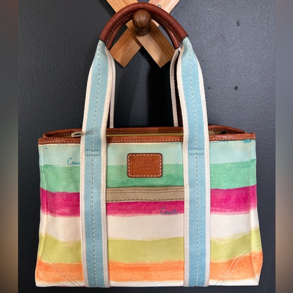 Coach Handbags - VINTAGE Coach Hamptons Watercolor Stripe Tote (M0673-10025)